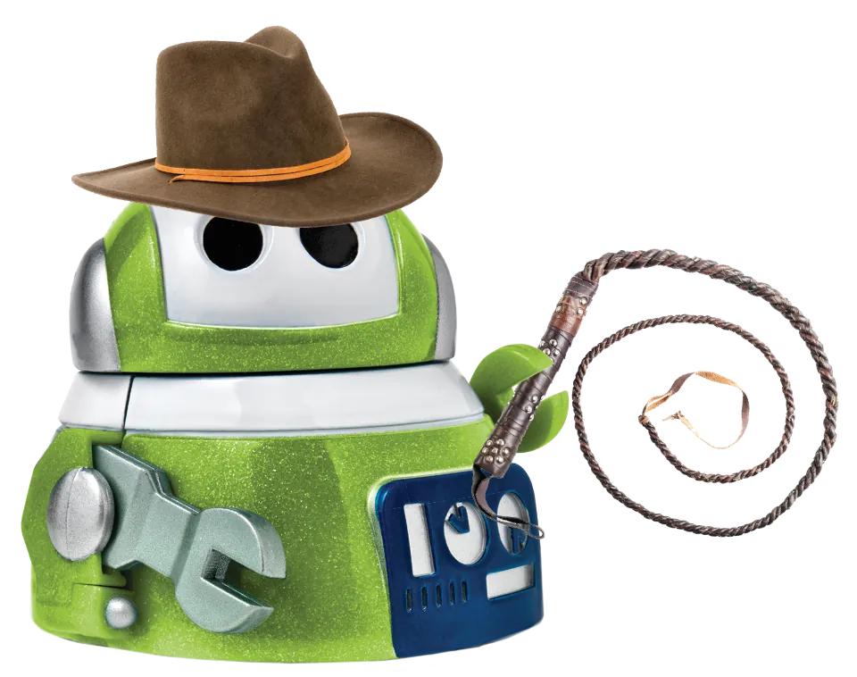 Robot Indy with whip desk toy
